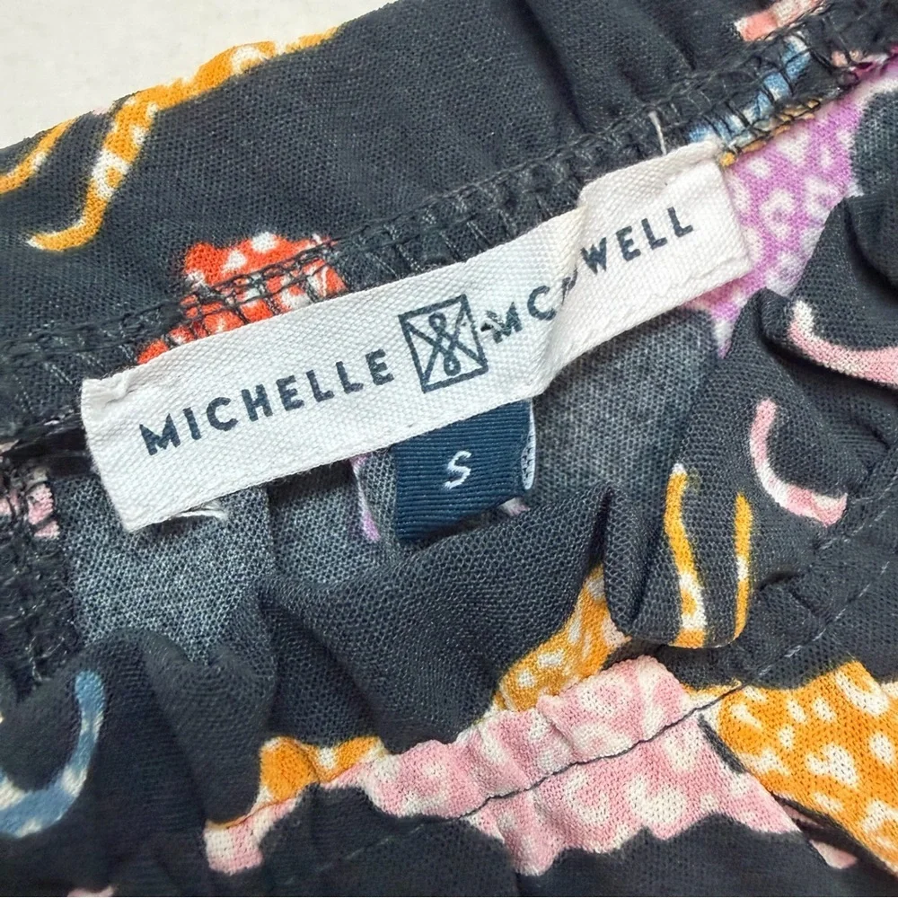 Michelle McDowell Women's Black Cheetah Print Ruffle Puff Libby Top Shirt Blouse - Picture 5 of 6